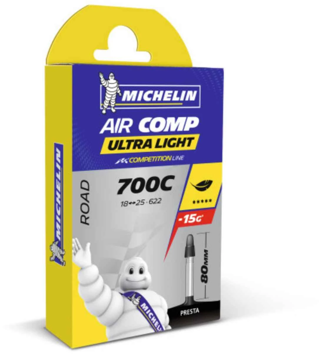 Michelin Slange Aircomp Ultralight 700 X 18-25C (FV80) - 837288 3 Michelin Slange Aircomp Ultralight 700 X 18-25C (FV80) - 837288